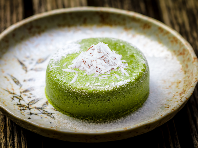 Natilla de Matcha con Leche de Coco